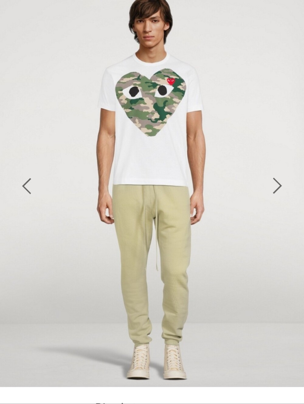 Comme des Garcons PLAY White Camo Heart Tee with Red Heart Accent - Picture 5 of 8